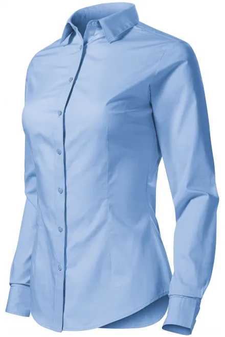 Bluză de bumbac pentru femei, cu mâneci lungi, cer albastru