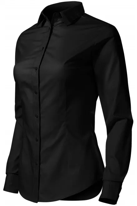 Bluză de bumbac pentru femei, cu mâneci lungi, negru