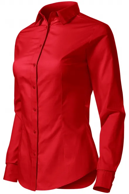 Bluză de bumbac pentru femei, cu mâneci lungi, roșu