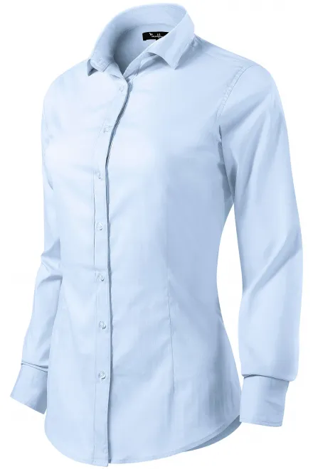 Bluză pentru femei cu mânecă lungă slim fit, albastru deschis