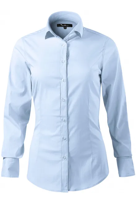 Bluză pentru femei cu mânecă lungă slim fit - albastru deschis, M