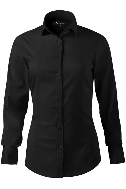 Bluză pentru femei cu mânecă lungă slim fit - negru, M