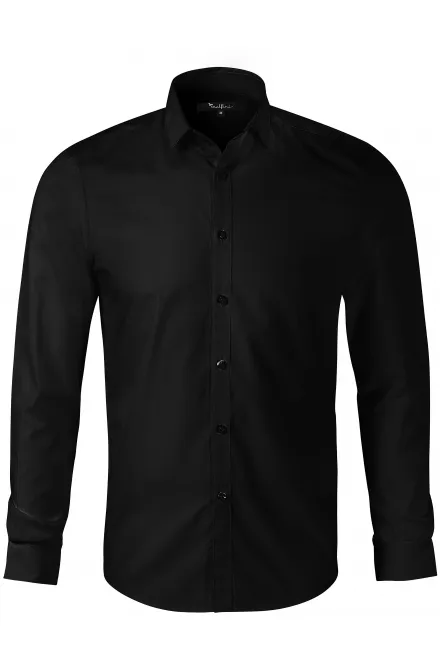 Cămașă bărbătească cu mâneci lungi Slim fit - negru, S