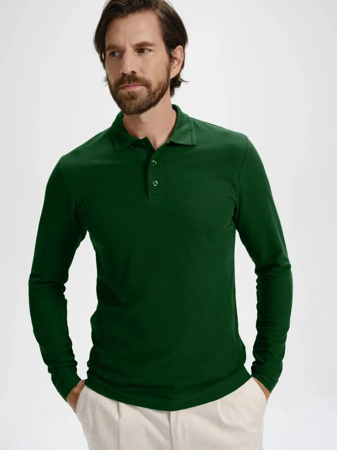 Polo pentru bărbați cu mâneci lungi, sticla verde Polo pentru bărbați cu mâneci lungi, sticla verde
