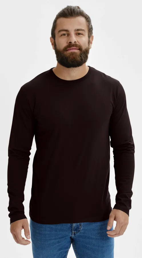 Tricou bărbătesc cu mânecă lungă, cafea Tricou bărbătesc cu mânecă lungă, cafea