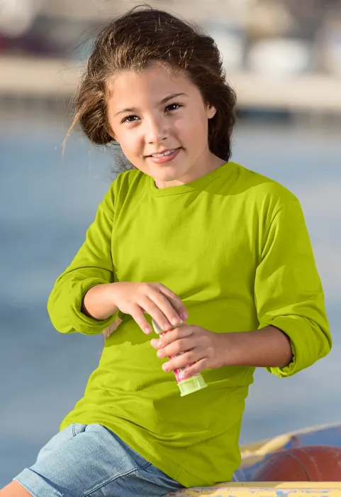 Tricou cu mâneci lungi pentru copii, verde lime