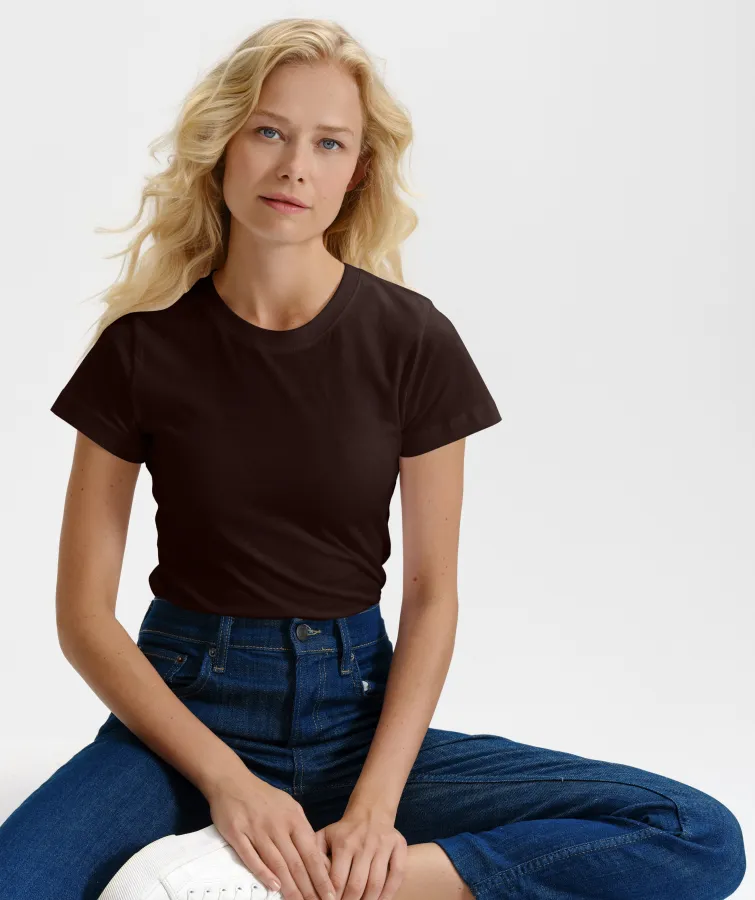 Tricou simplu pentru femei, cafea Tricou simplu pentru femei, cafea