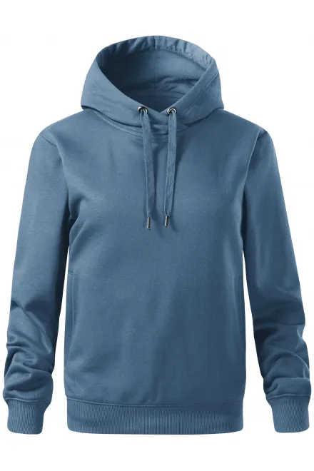 Hanorac confortabil de damă, cu glugă - denim, XS