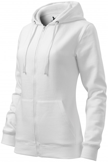 Hanorac de damă cu glugă, alb, jachete de damă