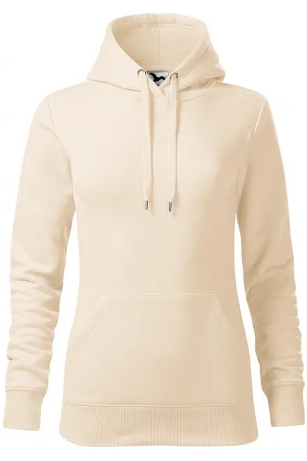 Hanorac de damă cu glugă fără fermoar - migdale, M