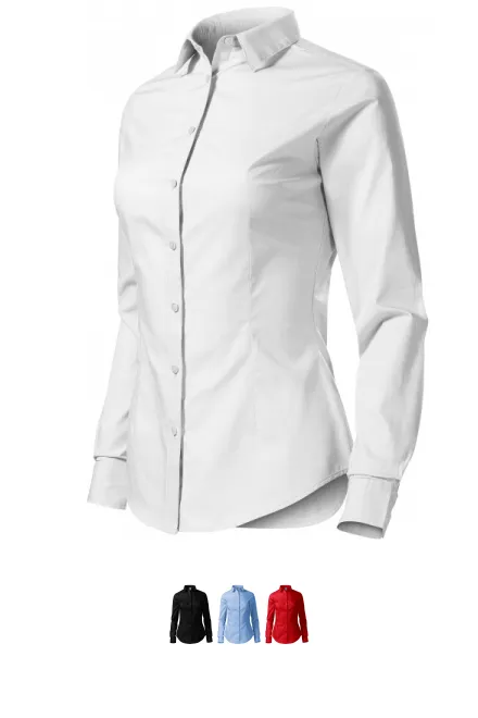 Bluză de bumbac pentru femei, cu mâneci lungi, alb