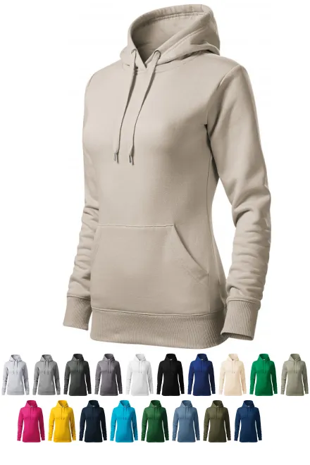 Hanorac de damă cu glugă fără fermoar, gri ca gheața