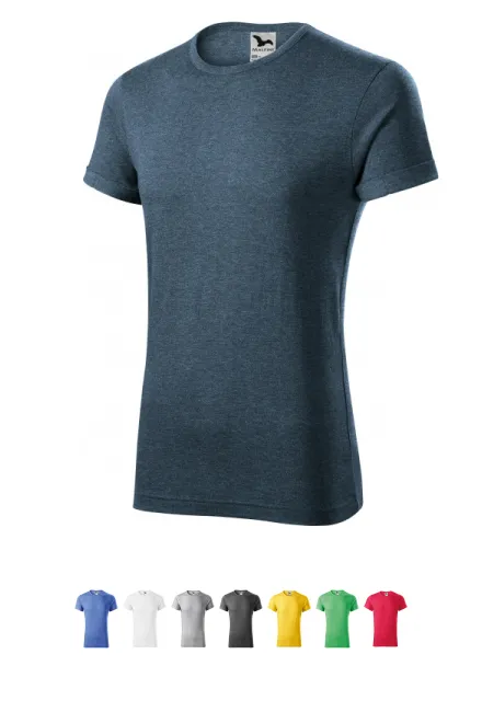 Tricou bărbătesc cu mâneci rulate, marmură denim