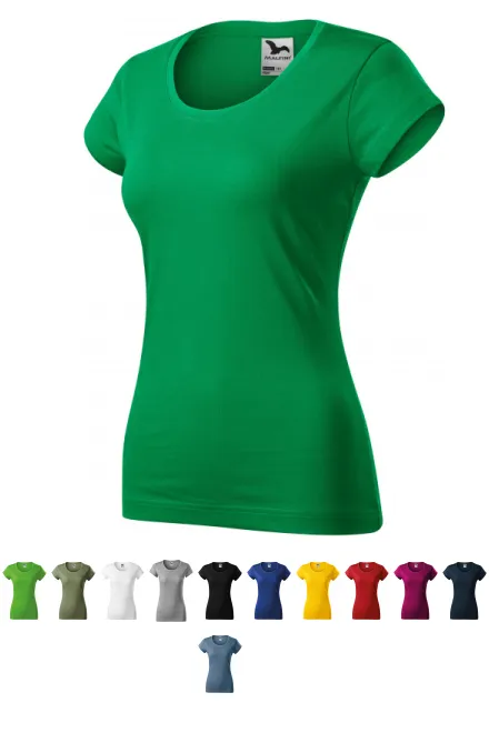 Tricou dama slim fit cu decolteu rotund, iarba verde