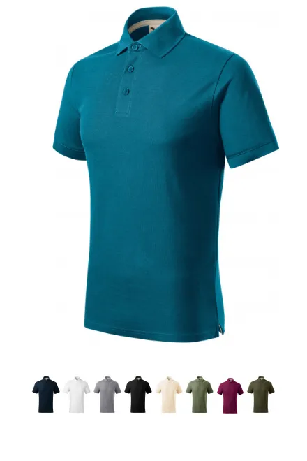 Tricou polo pentru bărbați din bumbac organic, petrol blue
