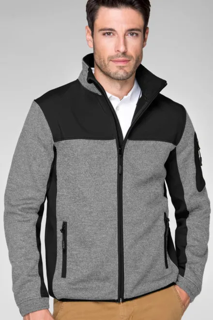 Geacă de timp liber pentru bărbați, gri deschis tricotat