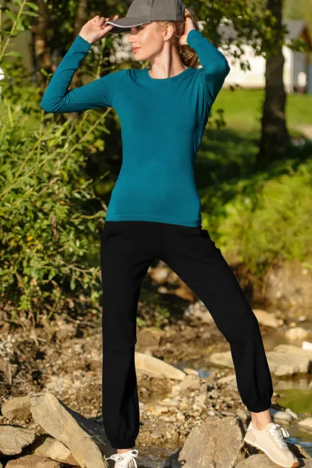 Pantaloni de trening pentru femei, cu buzunare, negru