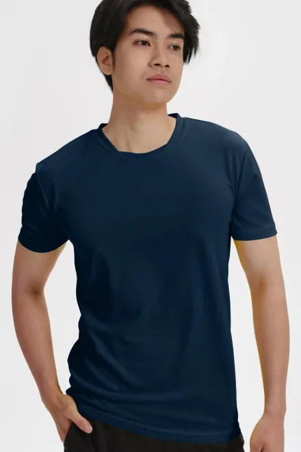 Tricou cu decolteu asimetric, albastru inchis