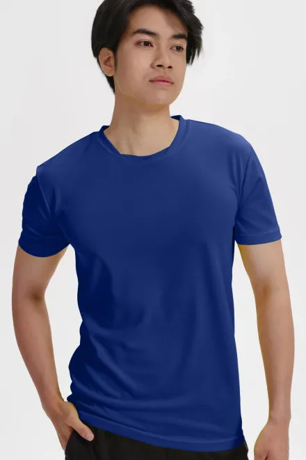 Tricou cu decolteu asimetric, albastru regal
