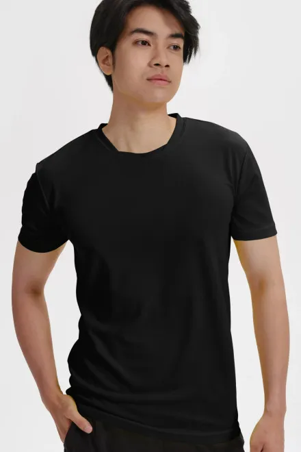 Tricou cu decolteu asimetric, negru