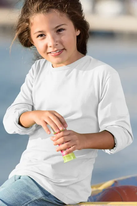 Tricou cu mâneci lungi pentru copii, alb