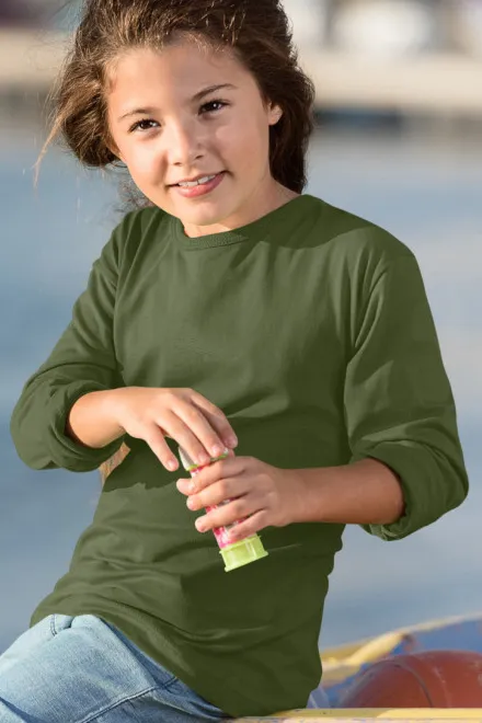 Tricou cu mâneci lungi pentru copii, khaki