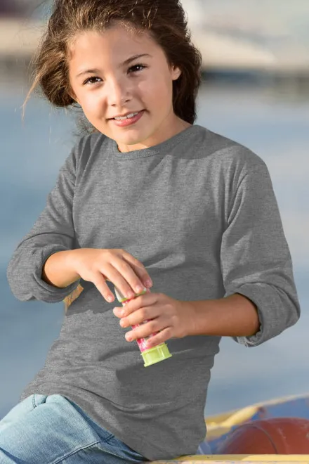 Tricou cu mâneci lungi pentru copii, marmură gri închis