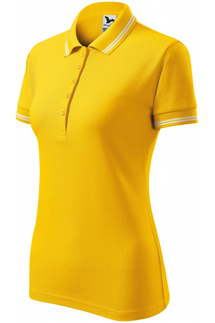 Polo de dama cu contrast, galben, tricouri polo de damă