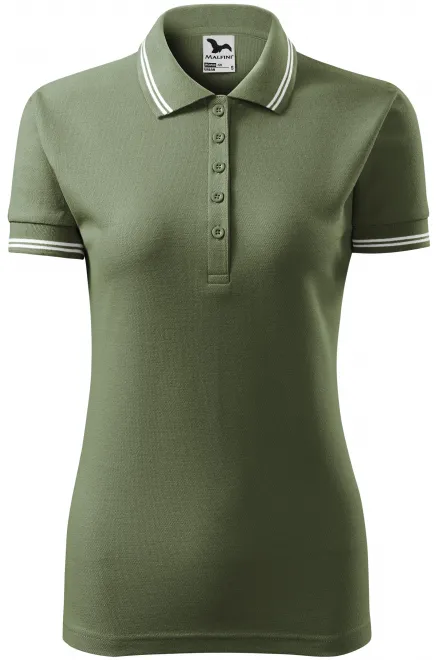 Polo de dama cu contrast - khaki, S