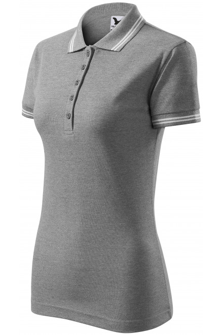Polo de dama cu contrast, marmură gri închis, tricouri pentru imprimare