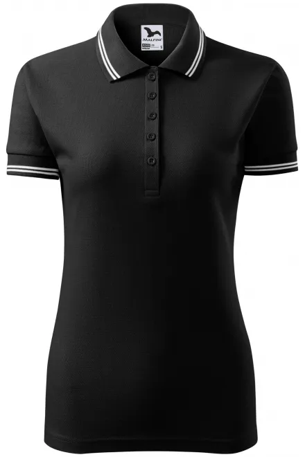 Polo de dama cu contrast - negru, S
