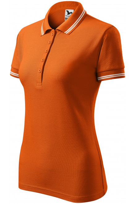 Polo de dama cu contrast, portocale, tricouri polo de damă