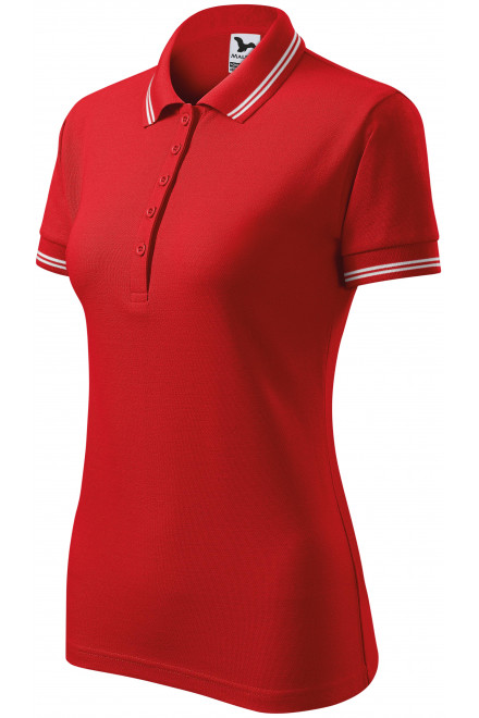 Polo de dama cu contrast, roșu, tricouri polo de damă