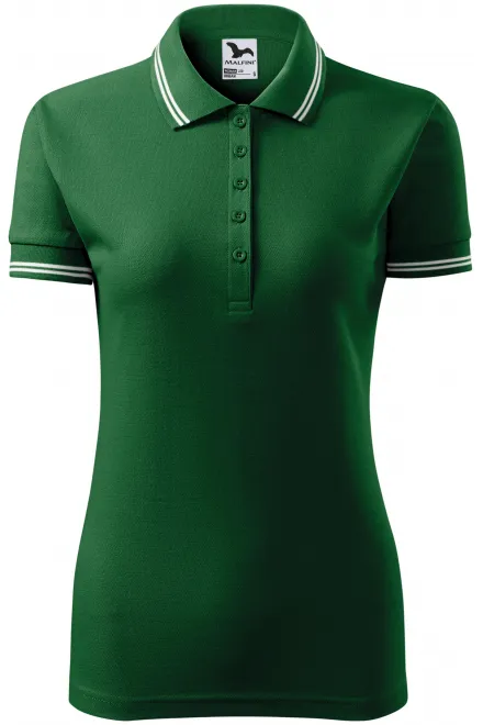 Polo de dama cu contrast - sticla verde, S