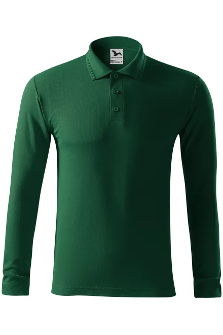 Polo pentru bărbați cu mâneci lungi - sticla verde, S