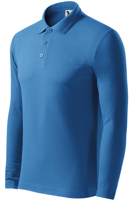 Polo pentru bărbați cu mâneci lungi, albastru deschis, tricouri pentru imprimare