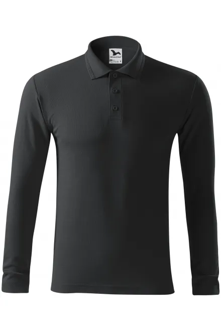 Polo pentru bărbați cu mâneci lungi - abanos cenușiu, S