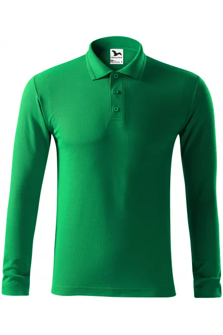 Polo pentru bărbați cu mâneci lungi - iarba verde, S