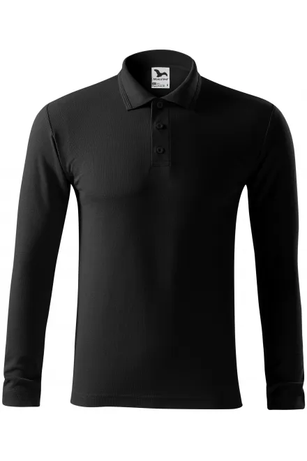 Polo pentru bărbați cu mâneci lungi - negru, S