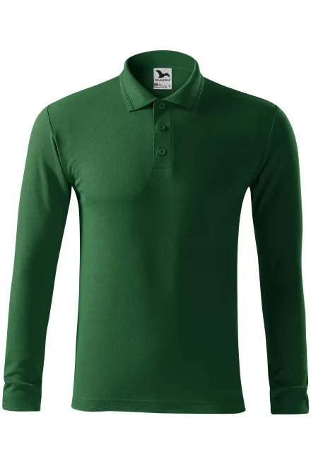 Polo pentru bărbați cu mâneci lungi - sticla verde, S