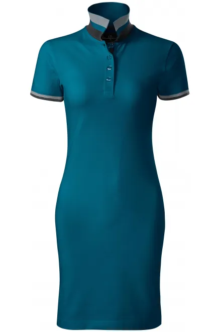 Rochie de damă cu guler sus - petrol blue, XL