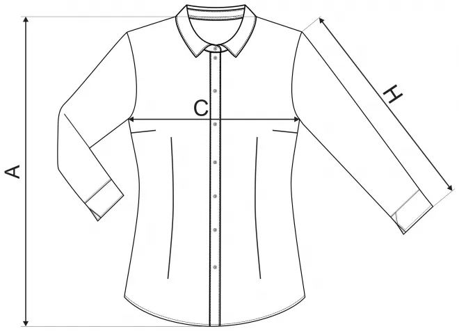 Bluză de bumbac pentru femei, cu mâneci lungi - tabel de dimensiuni