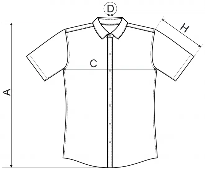 Cămașă bărbătească - Slim fit - tabel de dimensiuni