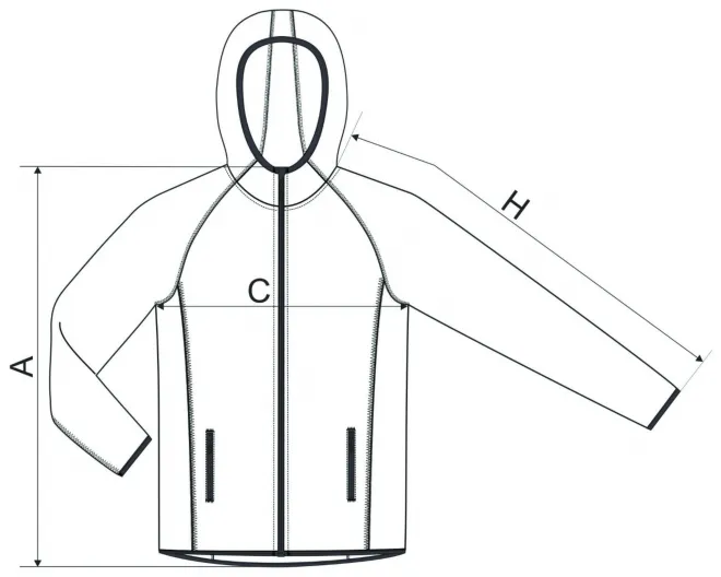 Hanorac sport pentru bărbați - tabel de dimensiuni