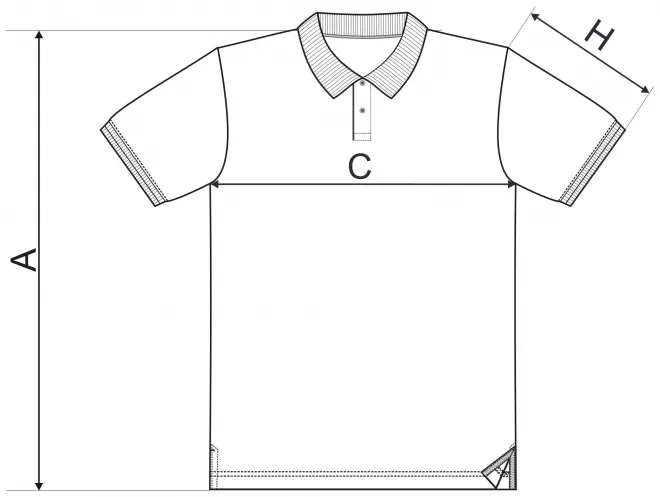 Polo bărbătesc cu guler ridicat - tabel de dimensiuni