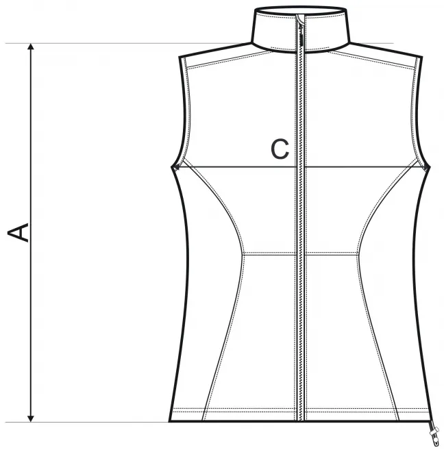 Vestă ajustabilă pentru femei - tabel de dimensiuni