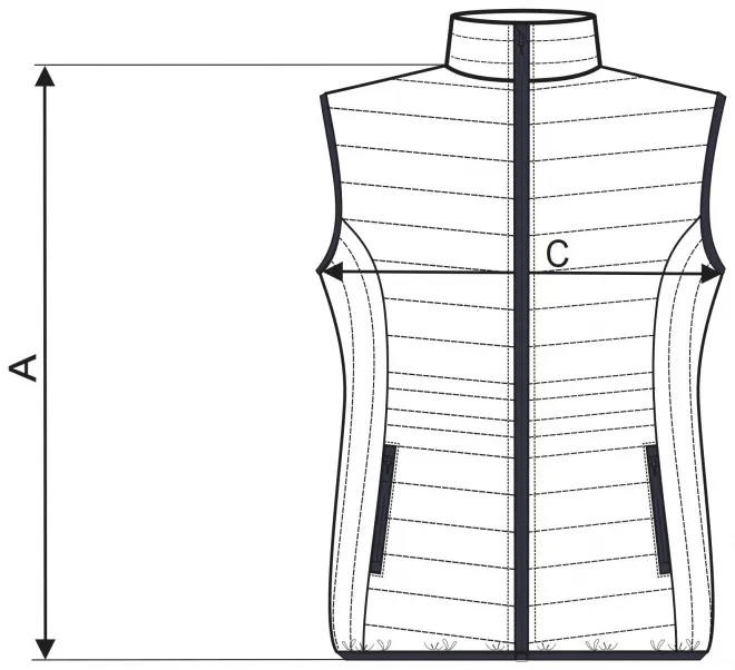 Vesta matlasată pentru femei - tabel de dimensiuni