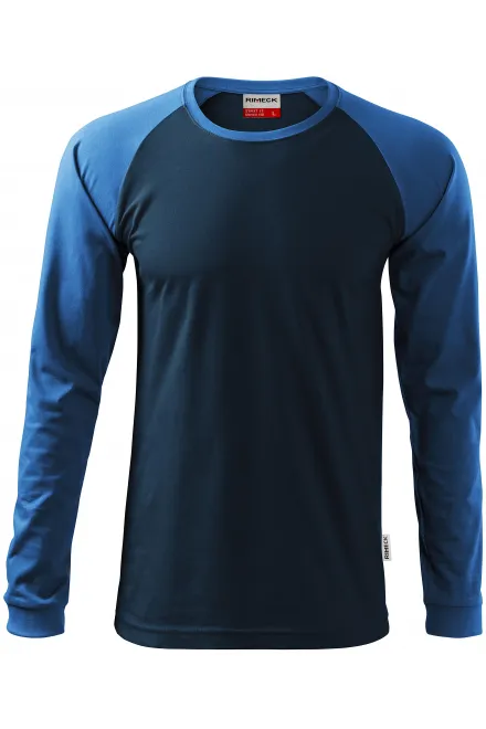 Tricou bărbătesc contrastant cu mâneci lungi - albastru inchis, L