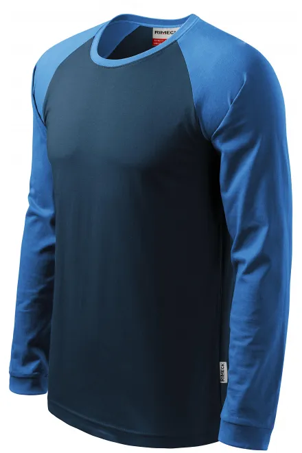 Tricou bărbătesc contrastant cu mâneci lungi, albastru inchis