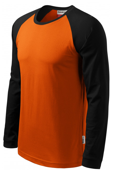 Tricou bărbătesc contrastant cu mâneci lungi, portocale